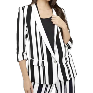 NEW Nygard Black White Striped Blazer Jacket Size 12 bin 1R